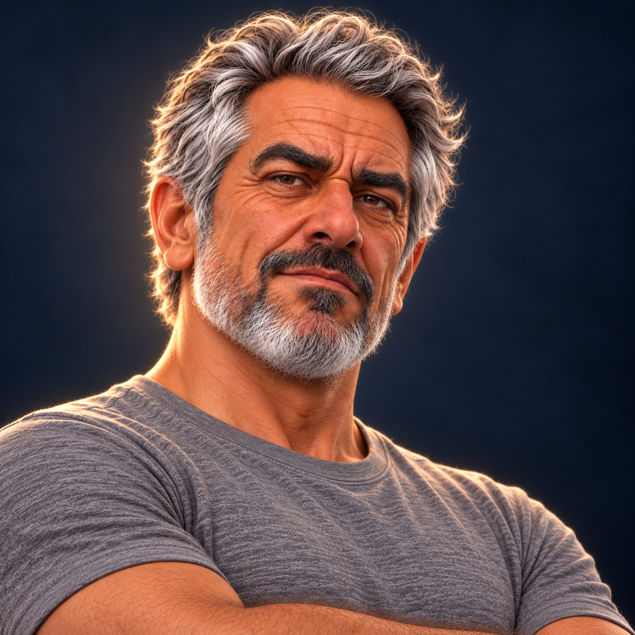 Chad with swept silver hair, a smug glare, and an arrogant expression.